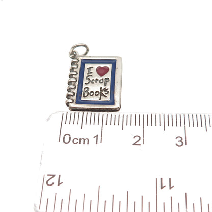 Shube 925 Sterling Silver Vintage Enamel I Love Scrapbooks Mini Charm Pendant