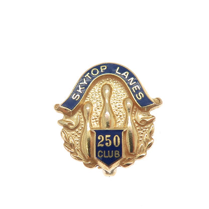 Gold Filled Vintage Enamel Skytop Lanes 250 Bowling Club Pin Brooch