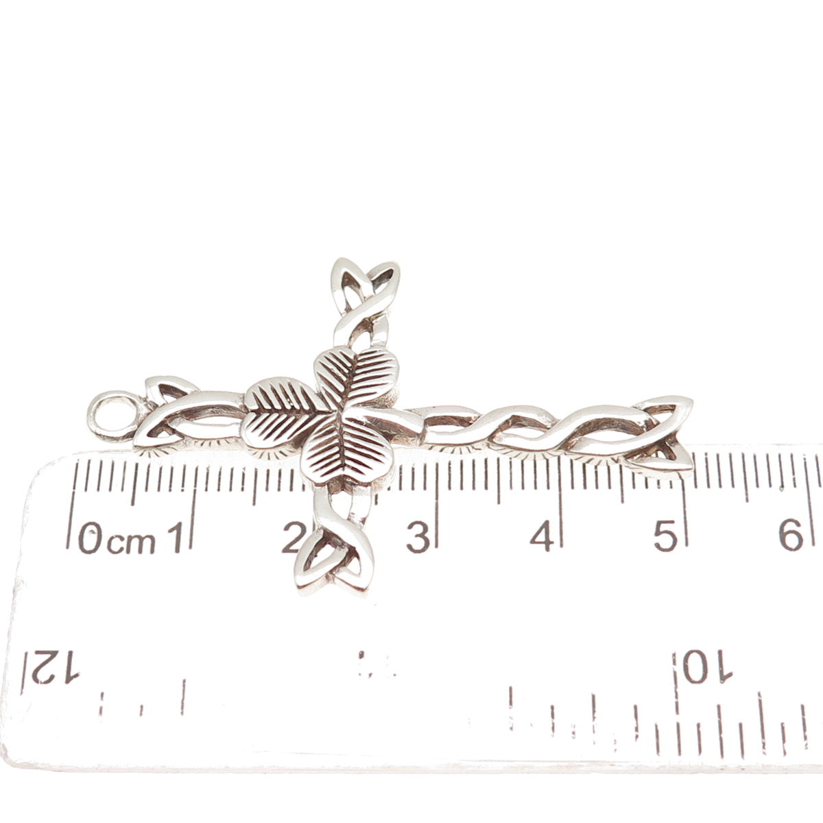 925 Sterling Silver Vintage Celtic Trinity Cross Clover Lucky Oxidized Pendant