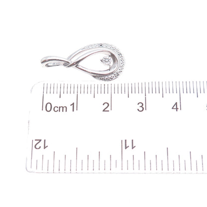 925 Sterling Silver Real Round-Cut Diamond Teardrop Charm Pendant