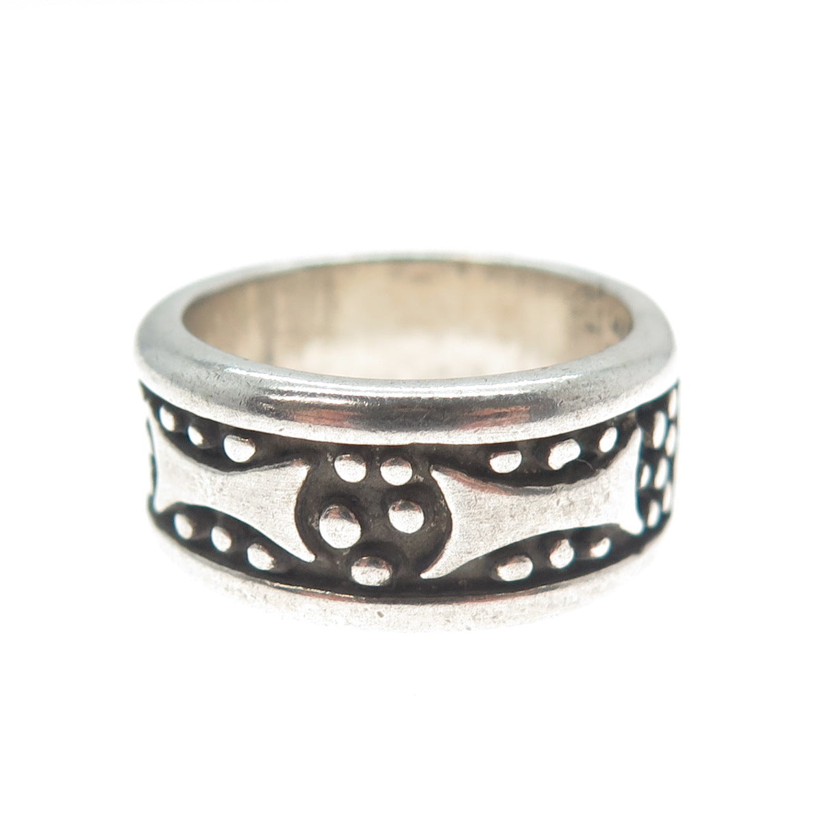 LABELLE 925 Sterling Silver Vintage Modernist Oxidized Band Ring Size 7.25