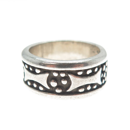 LABELLE 925 Sterling Silver Vintage Modernist Oxidized Band Ring Size 7.25