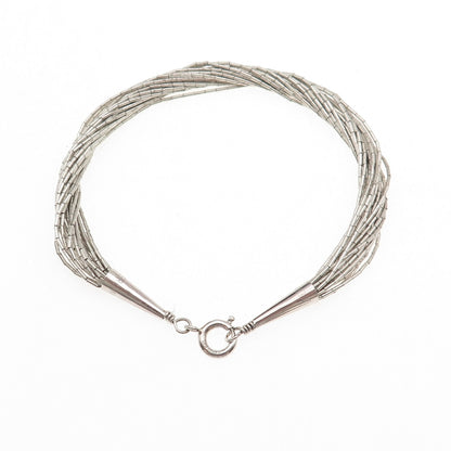 Old Pawn Sterling Silver Vintage Southwestern Liquid Chain Link Bracelet 6.5"