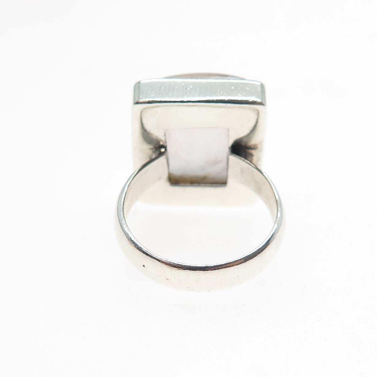 SAJEN 925 Sterling Silver Vintage Real Rose Quartz Modernist Ring Size 6