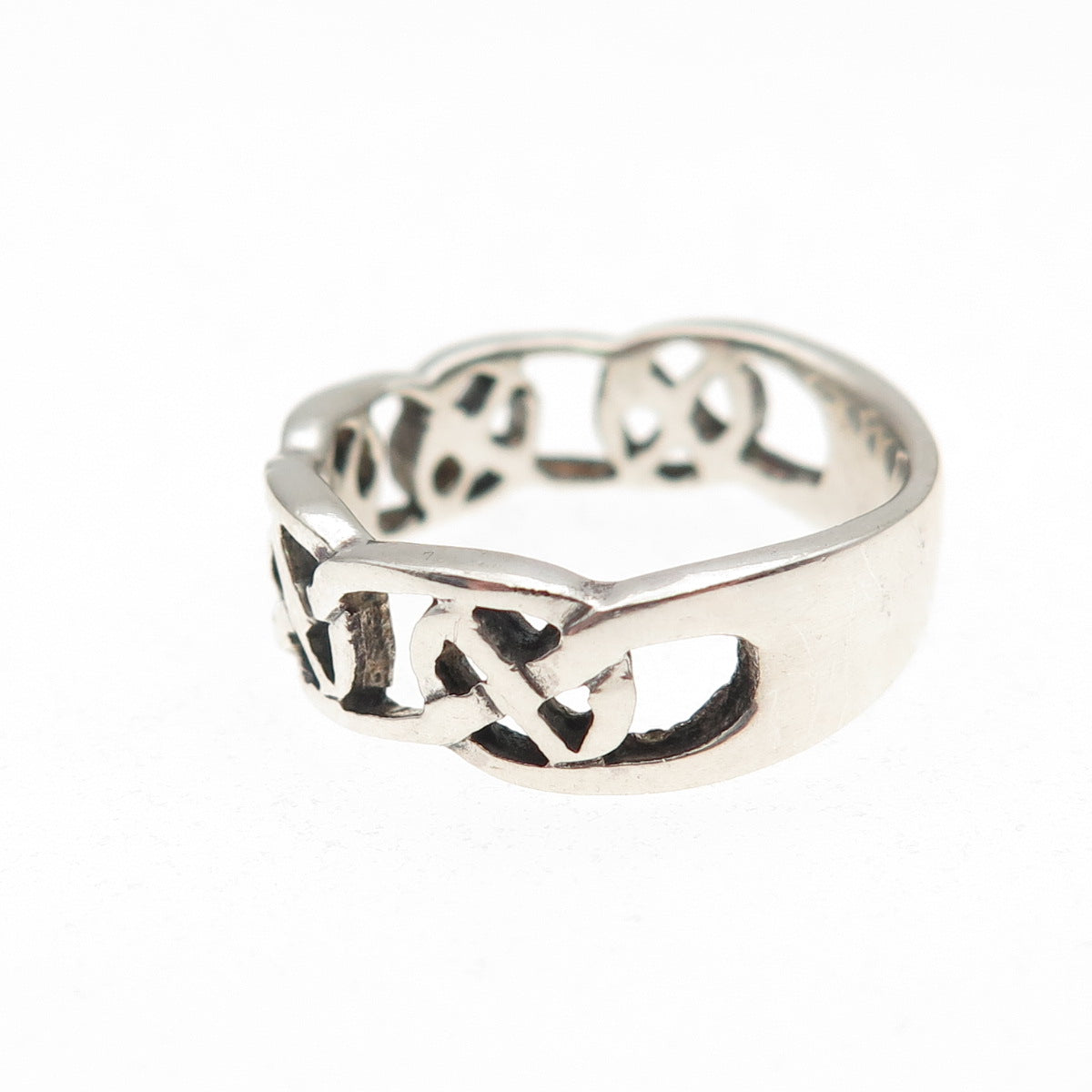 925 Sterling Silver Vintage Celtic Knot Oxidized Band Ring Size 6.25