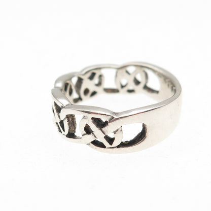 925 Sterling Silver Vintage Celtic Knot Oxidized Band Ring Size 6.25