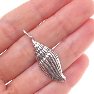 925 Sterling Silver Vintage Seashell Oxidized Charm Pendant