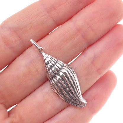925 Sterling Silver Vintage Seashell Oxidized Charm Pendant