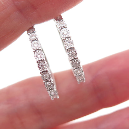 SK9 Allure Gems 925 Sterling Silver Real Round-Cut Diamond Hoop Earrings