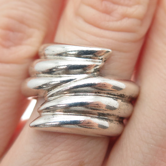 GEORGE L. VOSE 925 Sterling Silver Vintage Modernist Bypass Ring Size 6.25