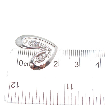 925 Sterling Silver Round-Cut C Z Heart Minimalist Slide Pendant