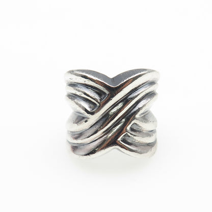 CHAPAL ZENRAY 925 Sterling Vintage Modernist Crisscross Oxidized Ring Size 4.5