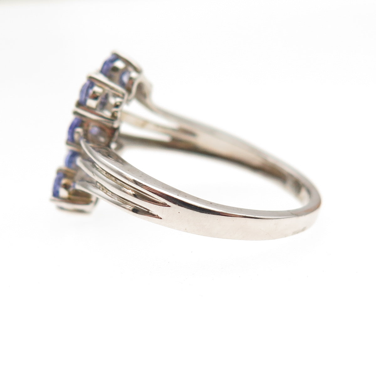 Chuck Clemency 925 Sterling Silver Real Oval-Cut Tanzanite Bypass Ring Size 8
