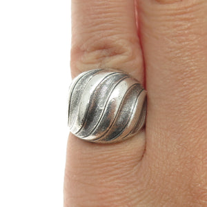 CLARK & COOMBS 925 Sterling Silver Vintage Wavy Dome Oxidized Ring Size 4