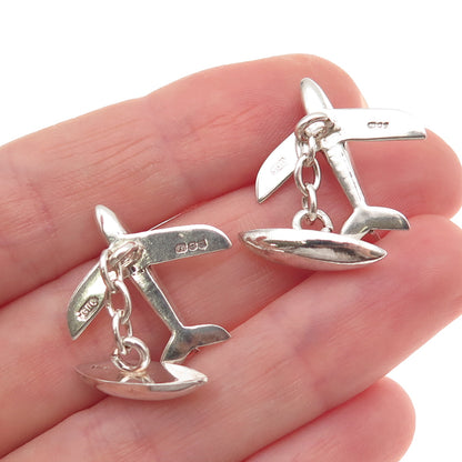 925 Sterling Silver Vintage 1989 SJL London Airplane Cufflinks