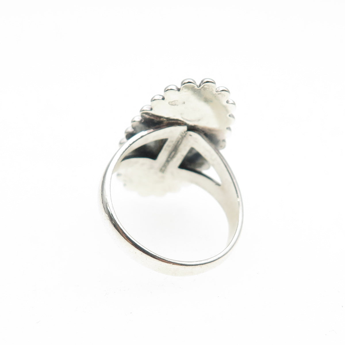 Bell Trading Post Old Pawn Sterling Silver Vintage Agate Beaded Ring Size 5.5