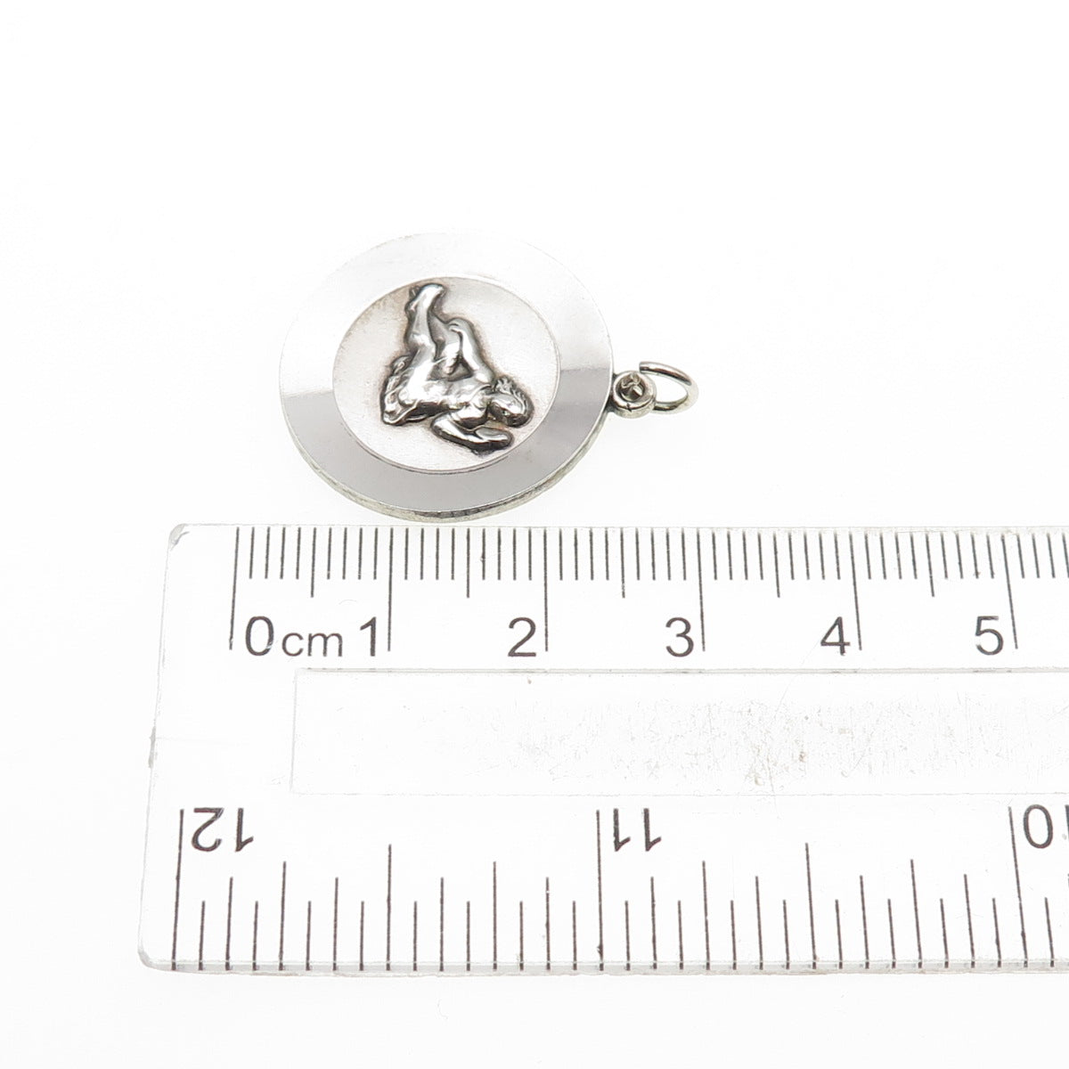 925 Sterling Silver Vintage Virgo Zodiac Sign Oxidized Charm Pendant
