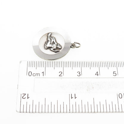 925 Sterling Silver Vintage Virgo Zodiac Sign Oxidized Charm Pendant