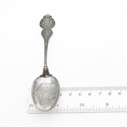 MECHANICS 925 Sterling Silver Antique Art Deco Pennsylvania Coffee Spoon