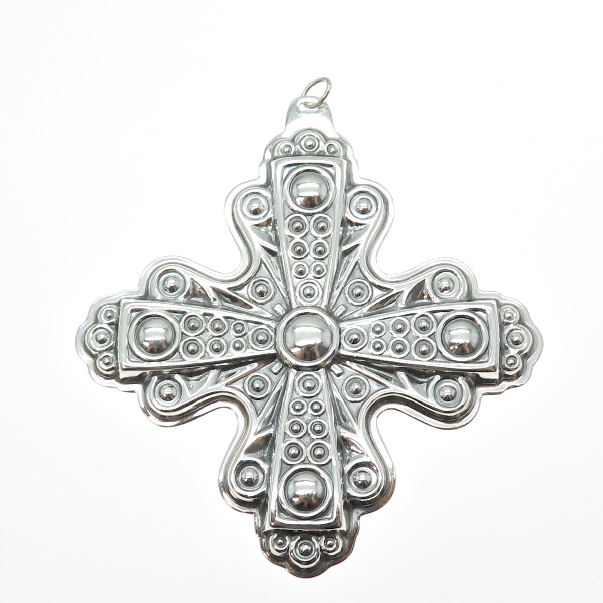 REED & BARTON 925 Sterling Silver Vintage 1972 Christmas Cross Oxidized Ornament
