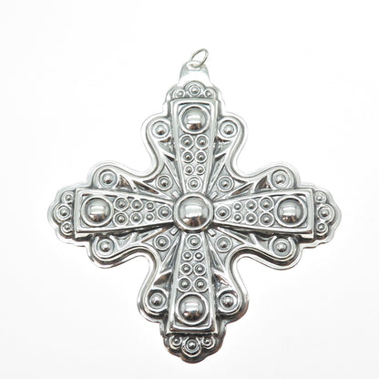 REED & BARTON 925 Sterling Silver Vintage 1972 Christmas Cross Oxidized Ornament
