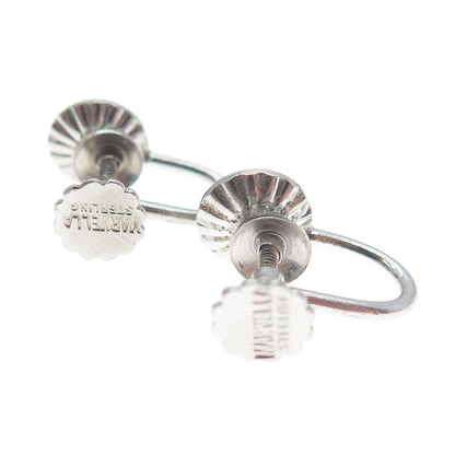 MARVELLA Sterling Silver Antique Art Deco Screw Back Earrings (missing pearls)