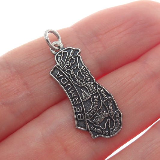 FRENCH & FRANKLIN Sterling Silver Vintage Bermuda Oxidized Minimalist Pendant
