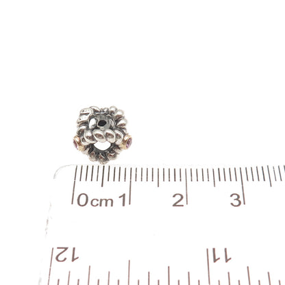 PANDORA 925 Sterling Silver Gold Purple C Z Binding Beauty Slide Bead Charm