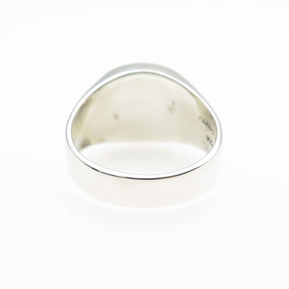 925 Sterling Silver Vintage Mexico Real Black Onyx Modernist Ring Size 12