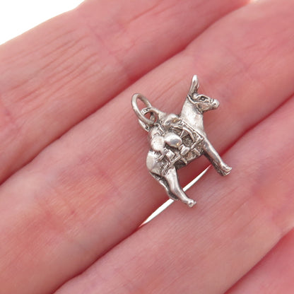 925 Sterling Silver Vintage Donkey Oxidized Charm Pendant
