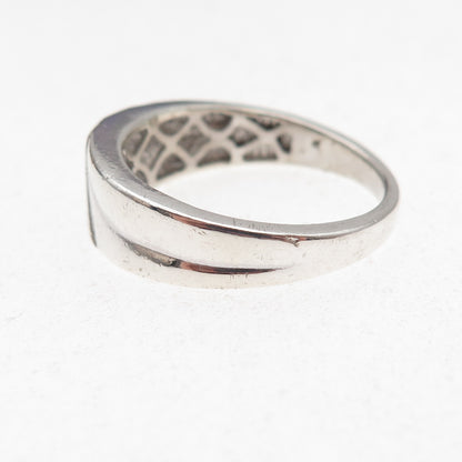 925 Sterling Silver Real Round-Cut Diamond Ring Size 10.5