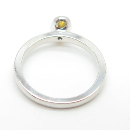 925 Sterling Silver Oval-Cut Canary C Z Ring Size 4.75