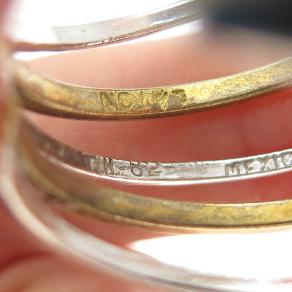 925 Sterling Silver 2-Tone Vintage Mexico Modernist Multi-Row Hoop Earrings