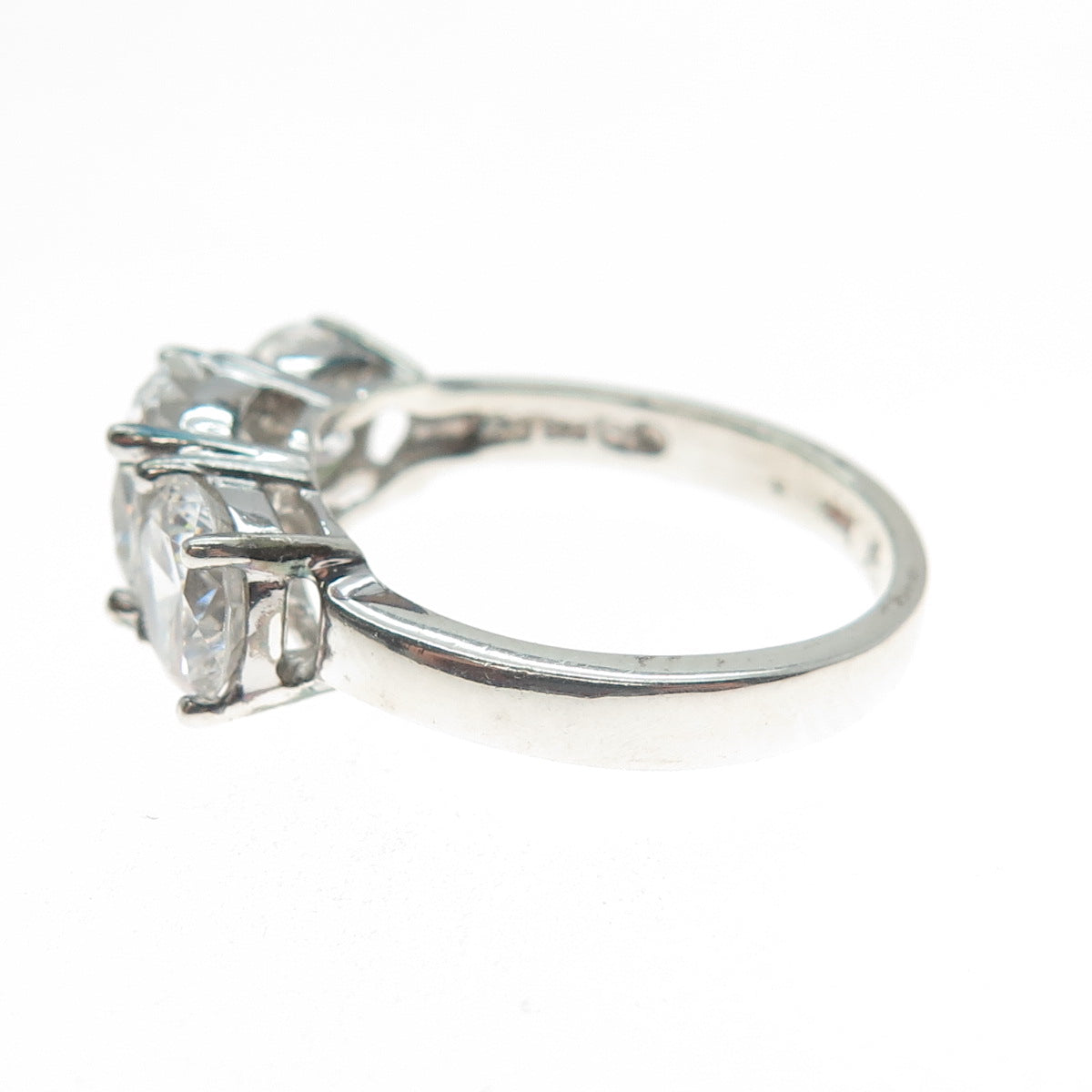 925 Sterling Silver Vintage Round-Cut C Z Engagement Ring Size 7