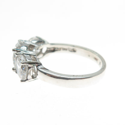 925 Sterling Silver Vintage Round-Cut C Z Engagement Ring Size 7