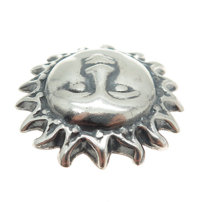 925 Sterling Silver Vintage Mexico Sun Face Oxidized Pendant