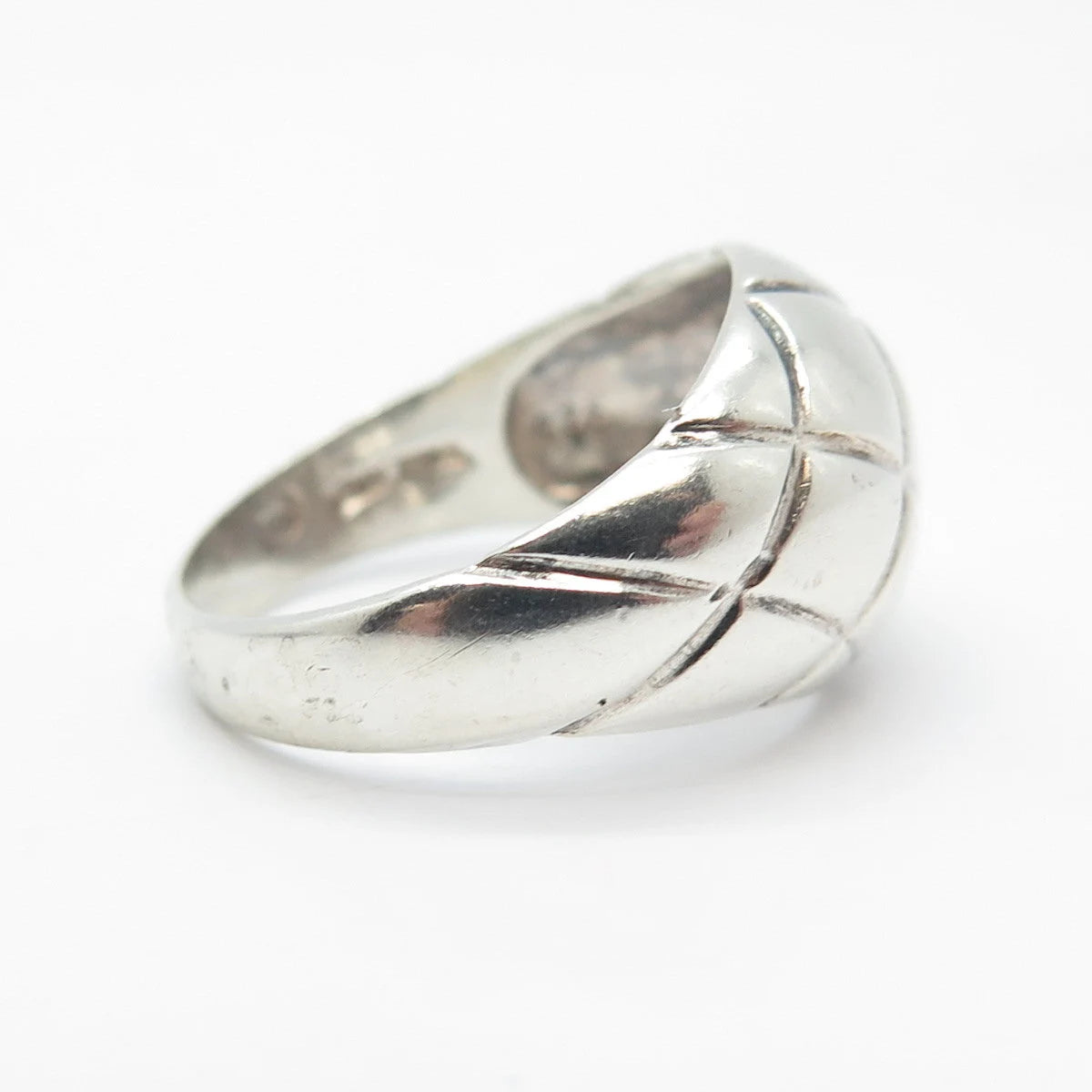 925 Sterling Silver Vintage Cage / Striped Ring Size 6.25