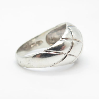 925 Sterling Silver Vintage Cage / Striped Ring Size 6.25