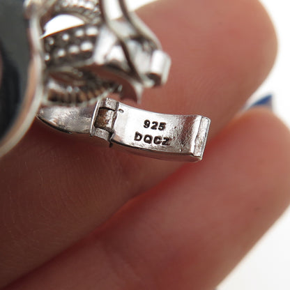 JUDITH RIPKA 925 Sterling Silver Real Black Onyx & C Z Heart Charm Pendant