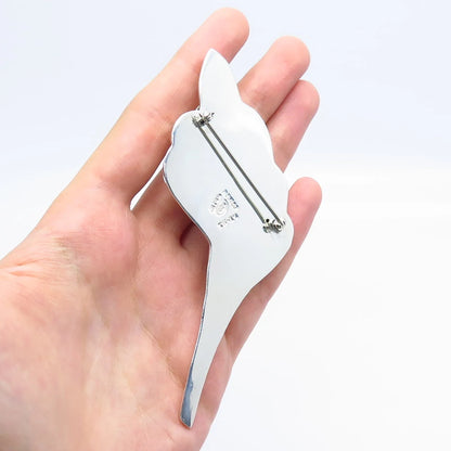 925 Sterling Silver 2-Tone Vintage Mexico Calla Lily Floral Pin Brooch