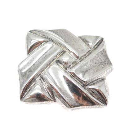925 Sterling Silver Vintage Mexico Modernist Oxidized Pin Brooch / Pendant