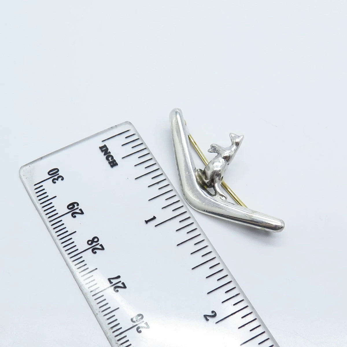 925 Sterling Silver 2-Tone Vintage Kangaroo Pin Brooch