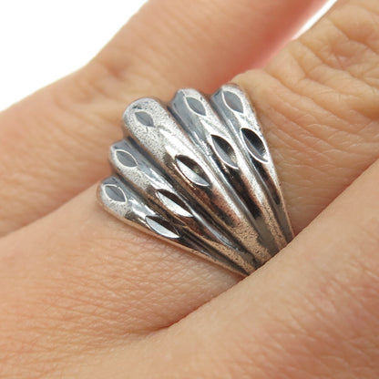925 Sterling Silver Vintage Ribbed Ring Size 6.25