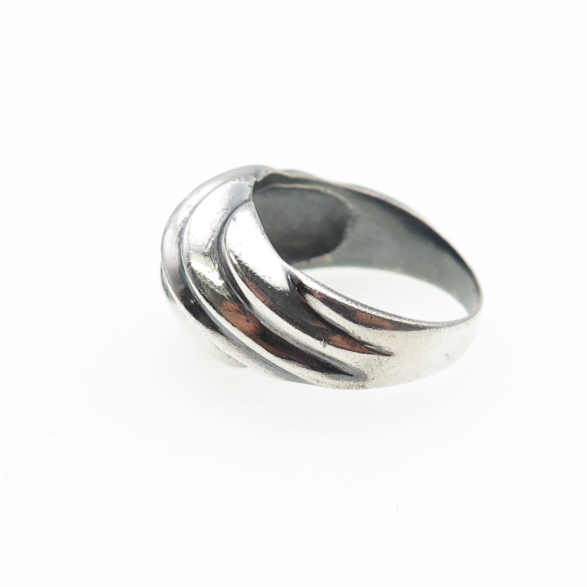 CHAPAL ZENRAY Sterling Silver Vintage Modernist Ribbed Oxidized Ring Size 7.5