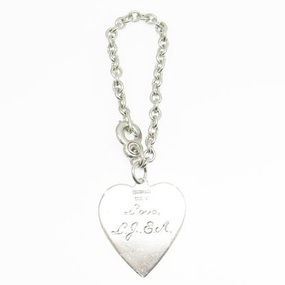 TIFFANY & CO. Sterling Silver Antique Art Deco Engraved Heart Tag Key Chain Fob