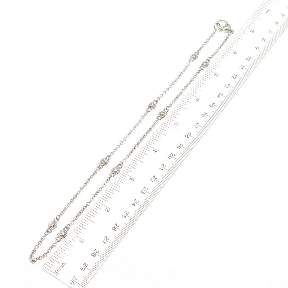 JUDITH RIPKA 925 Sterling Silver Round-Cut C Z Station Chain Necklace 18"