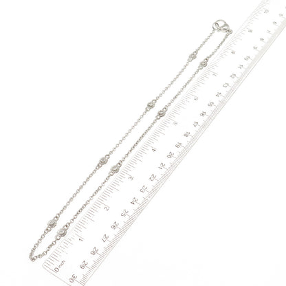 JUDITH RIPKA 925 Sterling Silver Round-Cut C Z Station Chain Necklace 18"