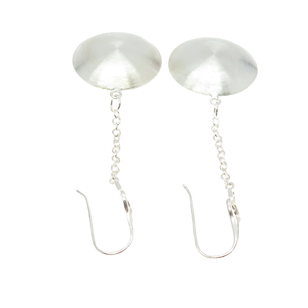 925 Sterling Silver Disc on Chain Drop Dangling Earrings