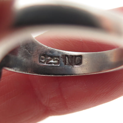 Chapal Zenray 925 Sterling Silver Vintage Modernist Wing Oxidized Ring Size 8.25