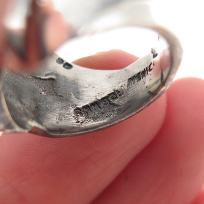 925 Sterling Silver Vintage Mexico Modernist Ribbed Oxidized Ring Size 6.25